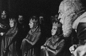 Muhsin Ertuğrul, Neyyire Neyir Ertuğrul, Cahide Sonku and Melek Kobra; King Lear (İstanbul Municipal Theater, 1938)